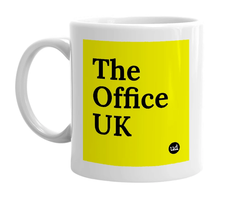 White mug with 'The Office UK' in bold black letters