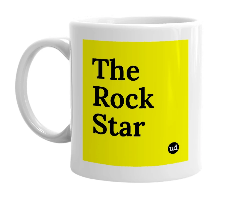 White mug with 'The Rock Star' in bold black letters