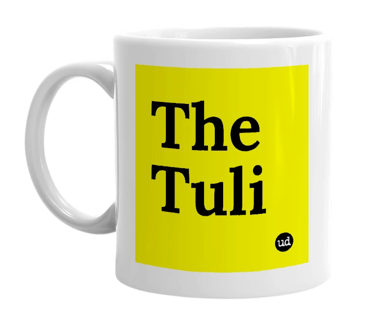 White mug with 'The Tuli' in bold black letters