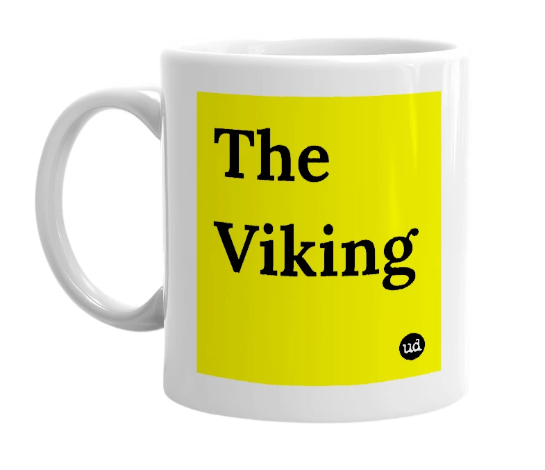 White mug with 'The Viking' in bold black letters