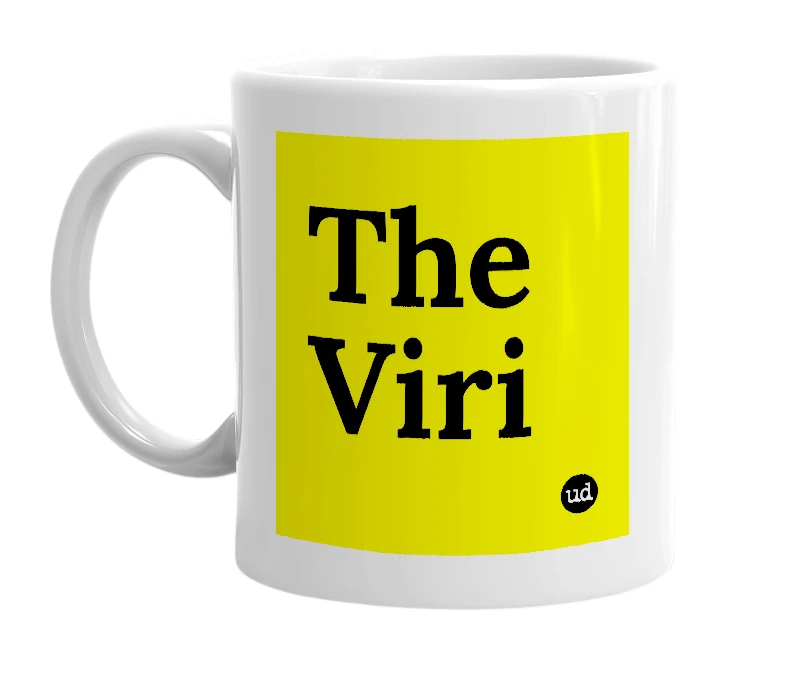 White mug with 'The Viri' in bold black letters