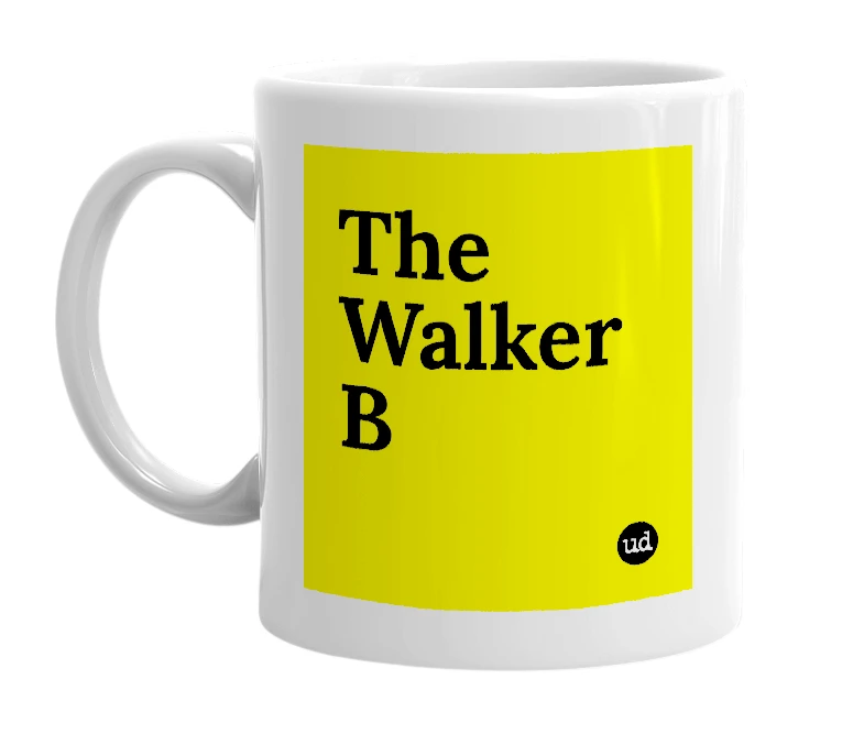 White mug with 'The Walker B' in bold black letters