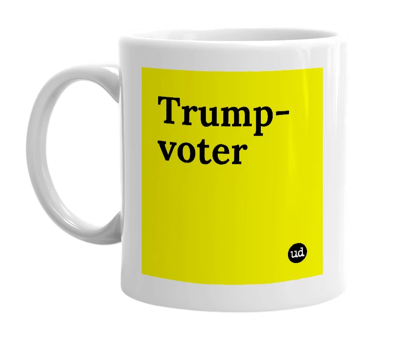 White mug with 'Trump-voter' in bold black letters