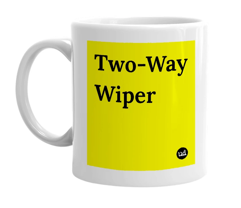 White mug with 'Two-Way Wiper' in bold black letters