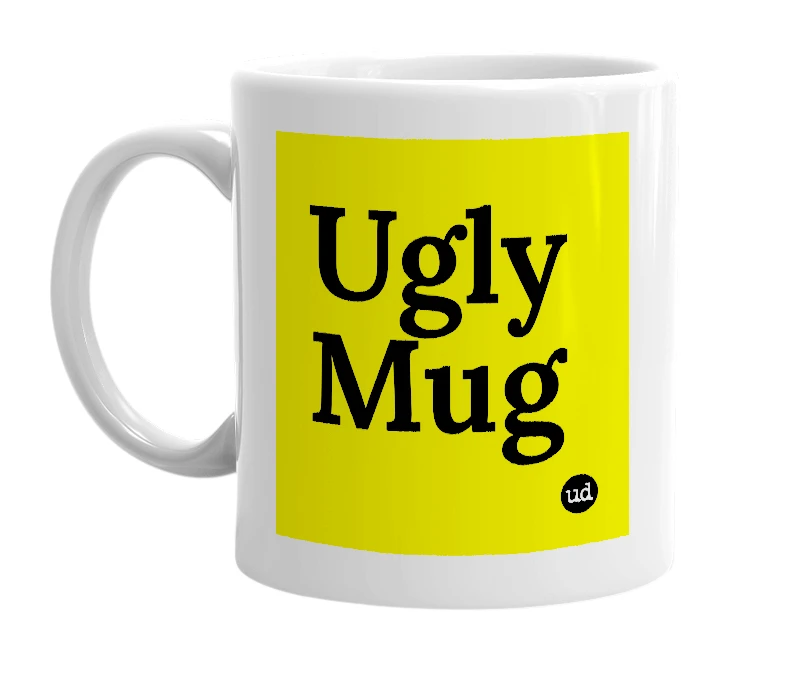 White mug with 'Ugly Mug' in bold black letters