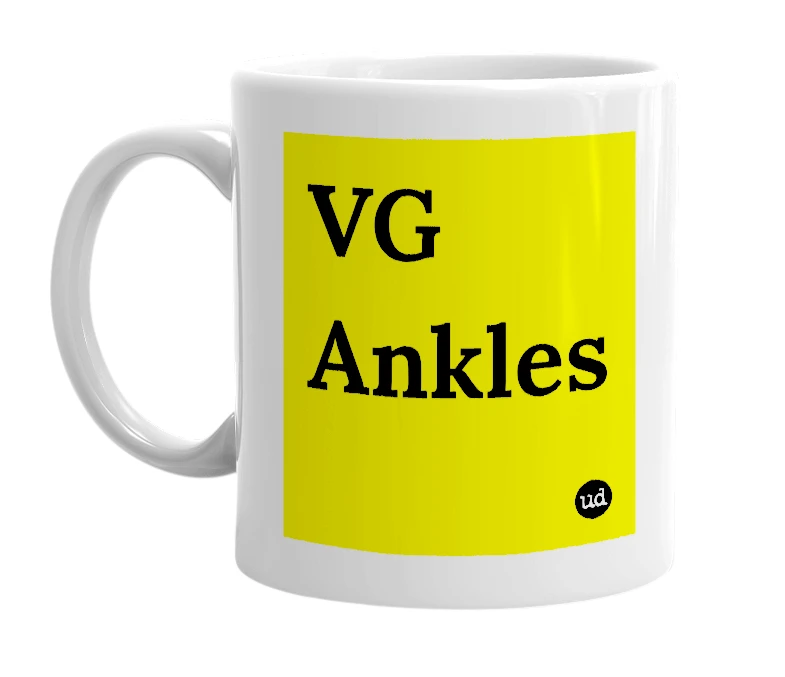 White mug with 'VG Ankles' in bold black letters
