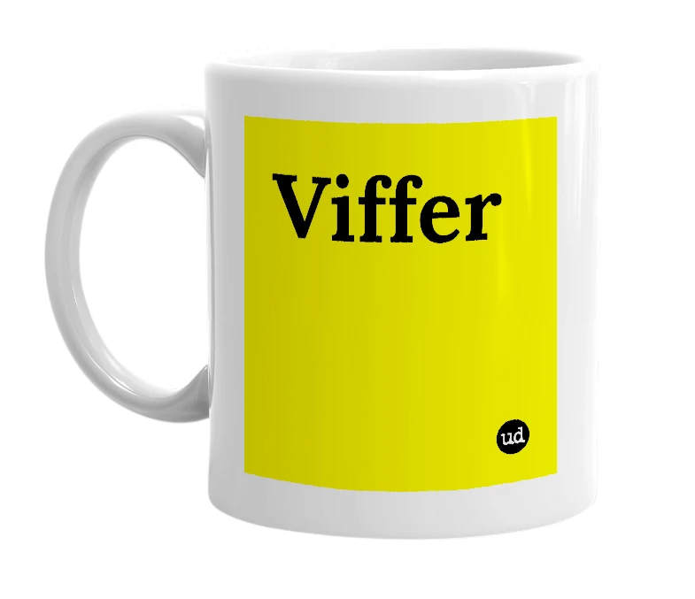 White mug with 'Viffer' in bold black letters
