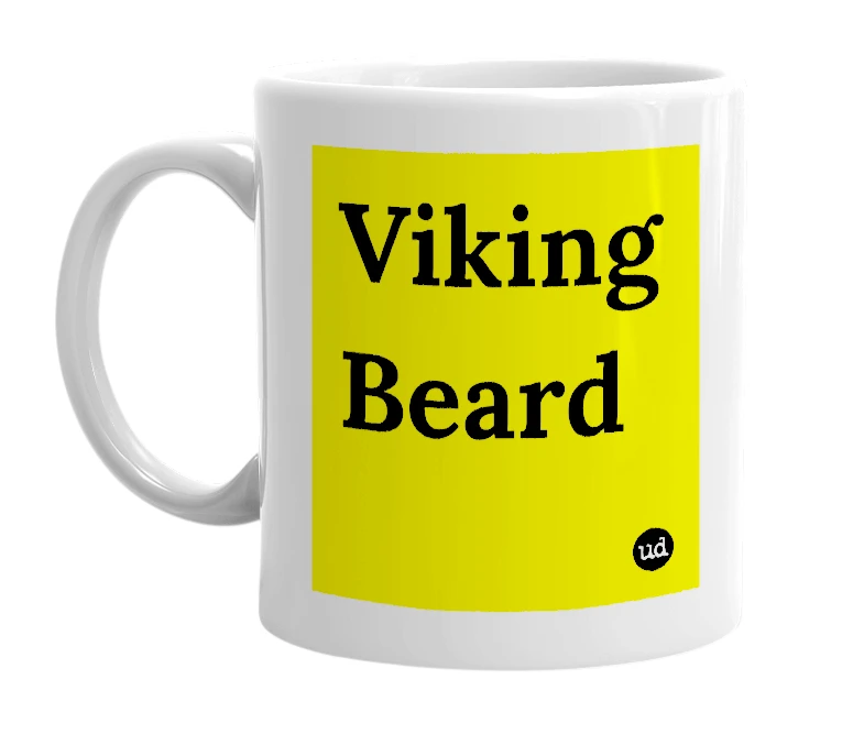 White mug with 'Viking Beard' in bold black letters