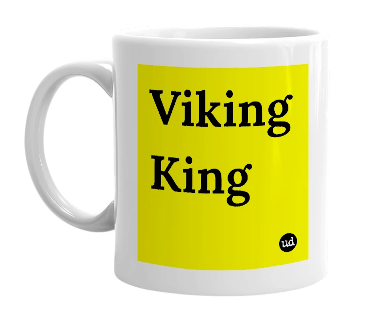 White mug with 'Viking King' in bold black letters