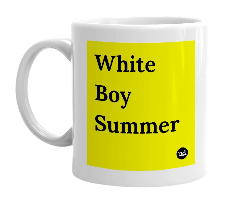 White mug with 'White Boy Summer' in bold black letters