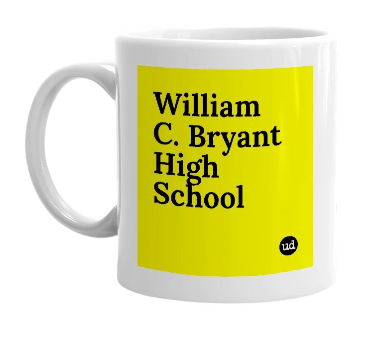 White mug with 'William C. Bryant High School' in bold black letters