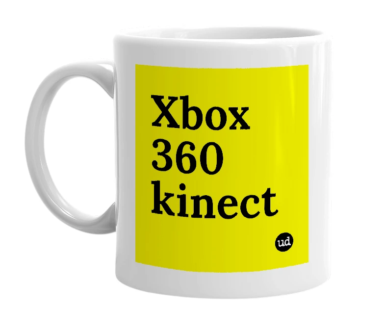 White mug with 'Xbox 360 kinect' in bold black letters