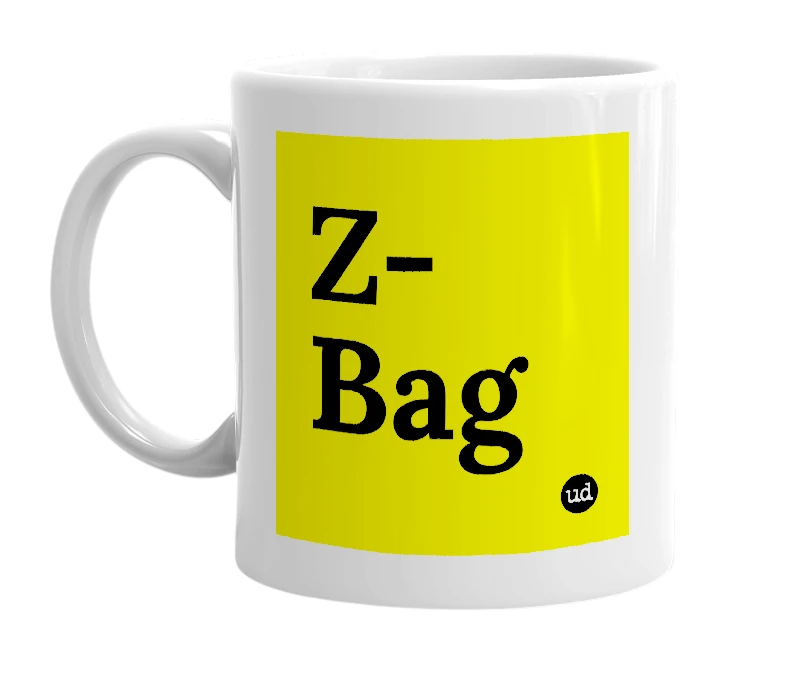 White mug with 'Z-Bag' in bold black letters