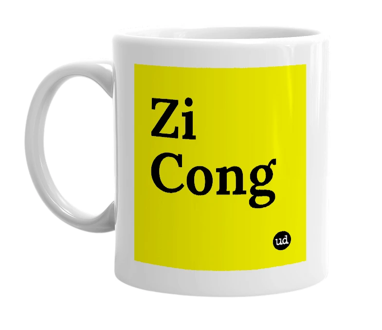 White mug with 'Zi Cong' in bold black letters