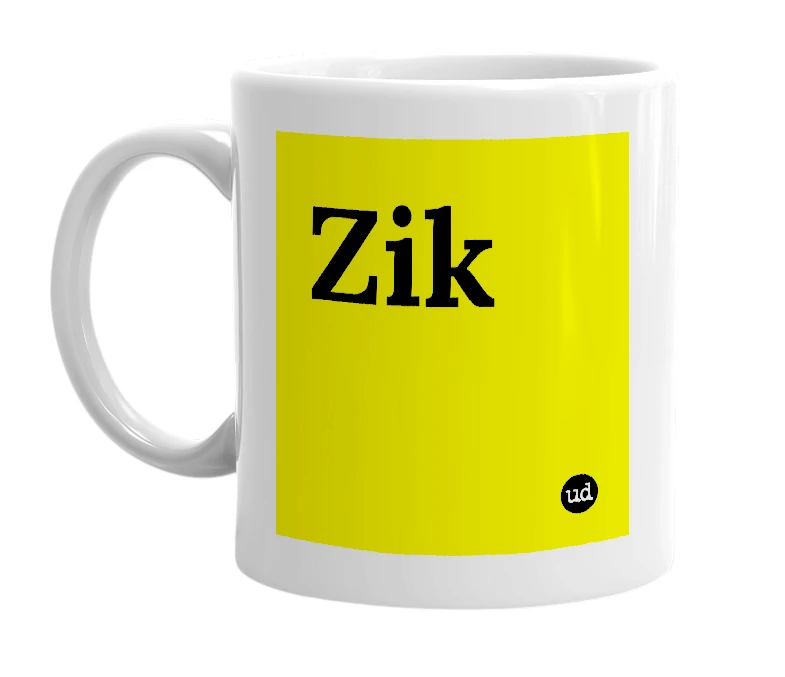 White mug with 'Zik' in bold black letters