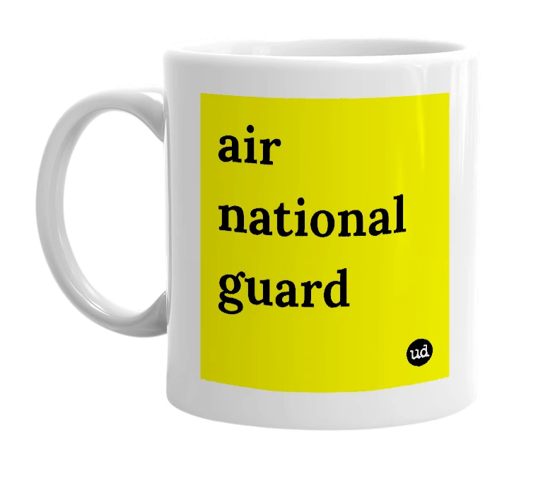 White mug with 'air national guard' in bold black letters