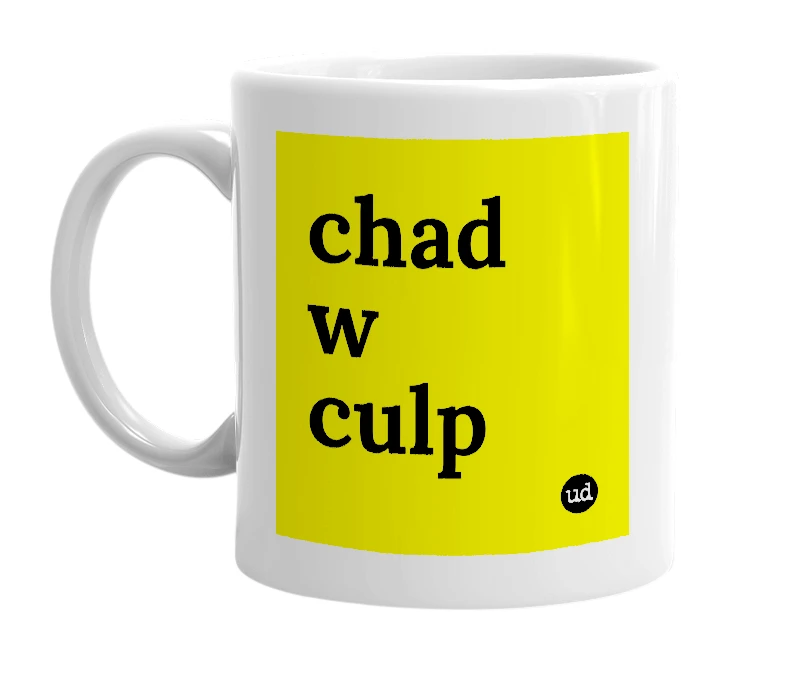 White mug with 'chad w culp' in bold black letters