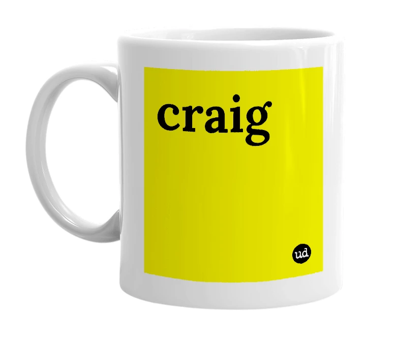 White mug with 'craig' in bold black letters