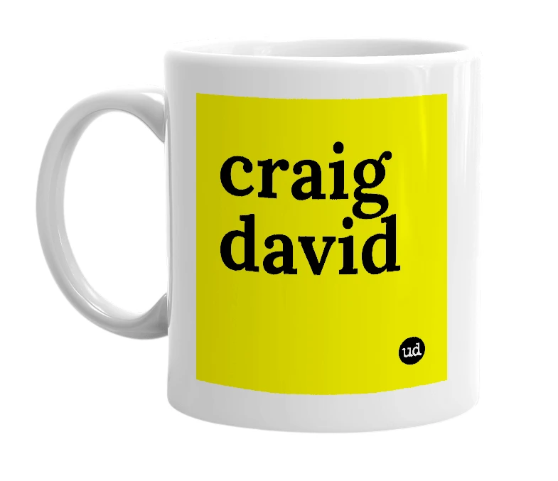 White mug with 'craig david' in bold black letters