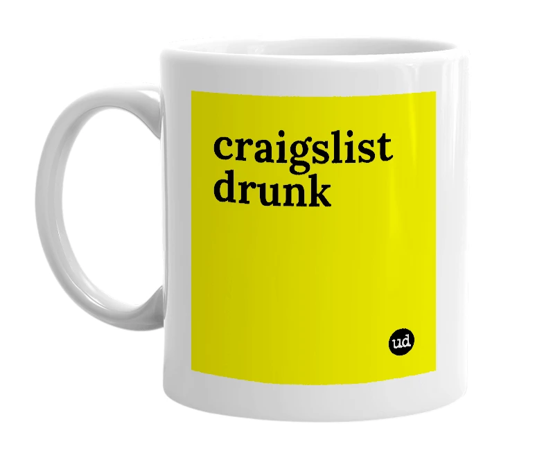 White mug with 'craigslist drunk' in bold black letters