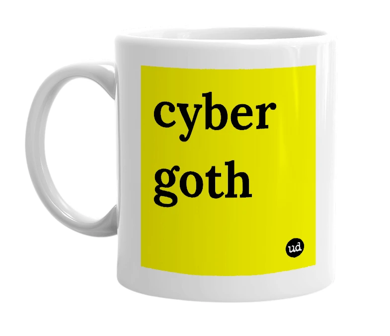 White mug with 'cyber goth' in bold black letters