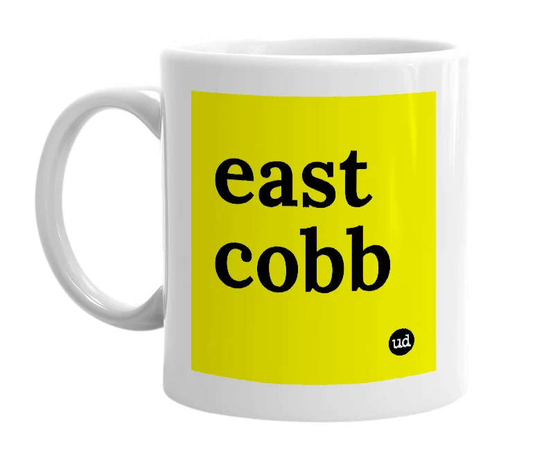 White mug with 'east cobb' in bold black letters