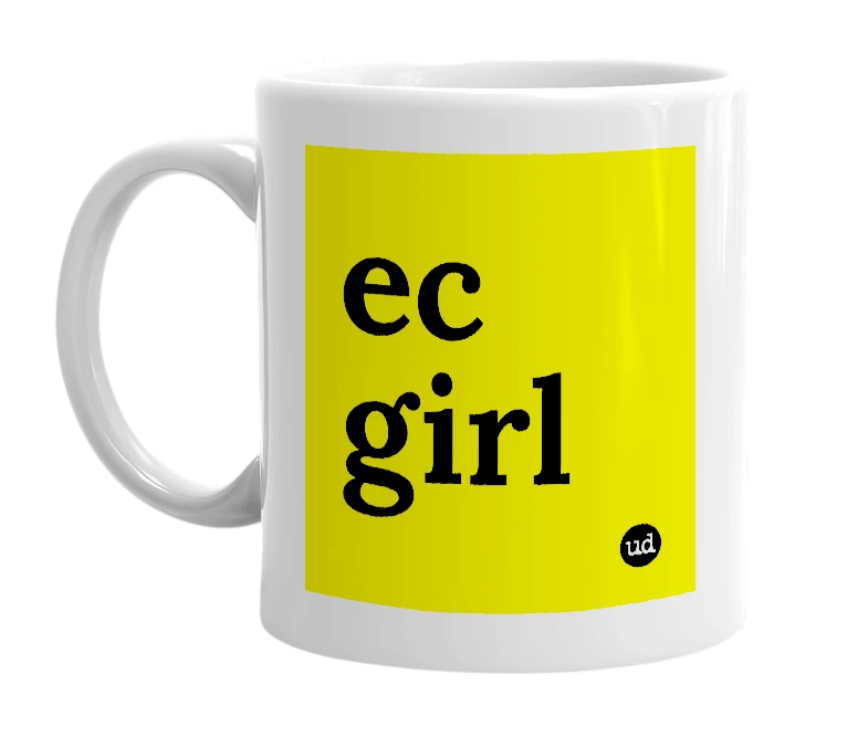 White mug with 'ec girl' in bold black letters