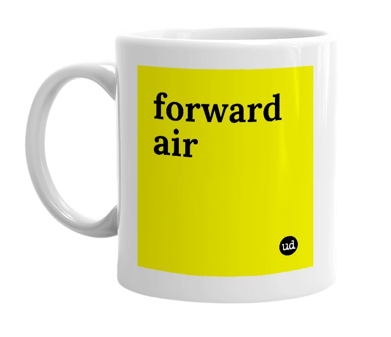 White mug with 'forward air' in bold black letters
