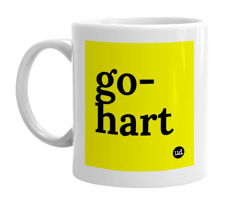 White mug with 'go-hart' in bold black letters