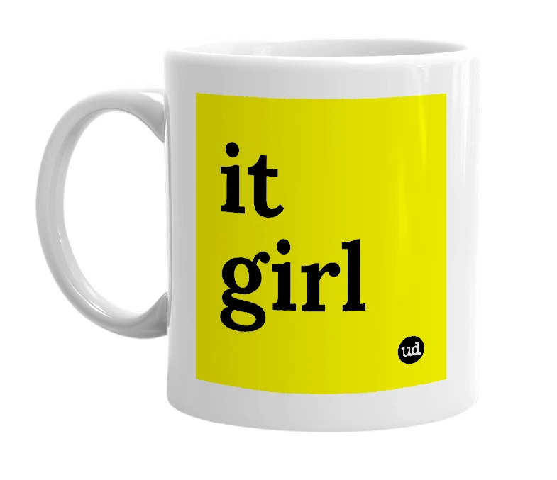 White mug with 'it girl' in bold black letters