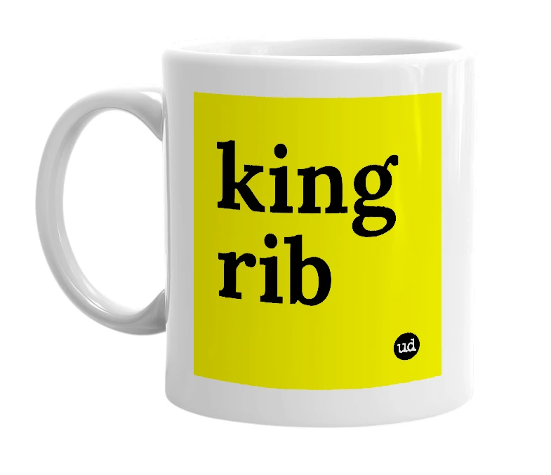 White mug with 'king rib' in bold black letters