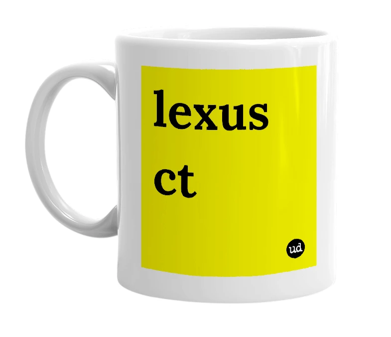 White mug with 'lexus ct' in bold black letters