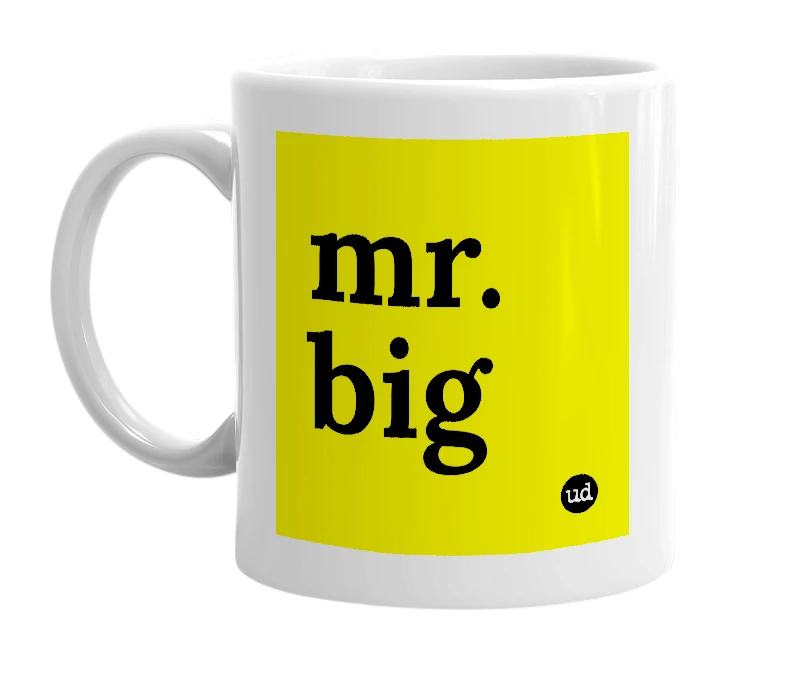 White mug with 'mr. big' in bold black letters
