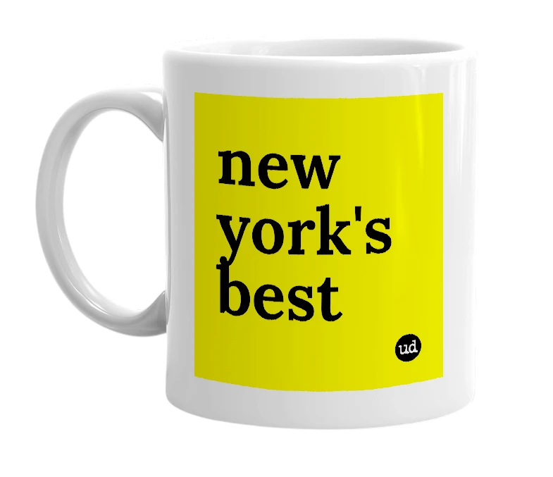 White mug with 'new york's best' in bold black letters