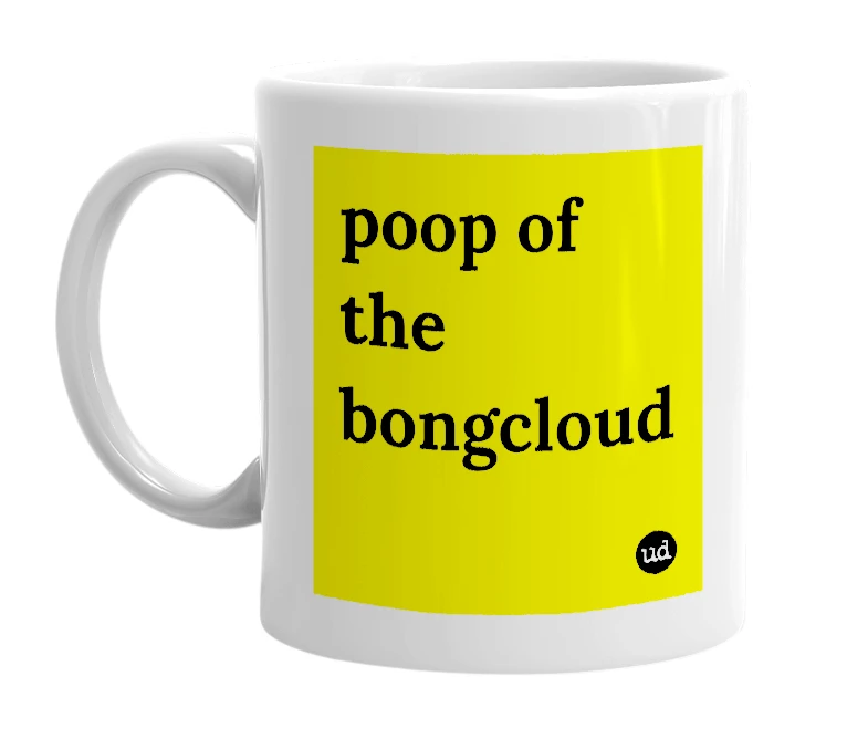 White mug with 'poop of the bongcloud' in bold black letters
