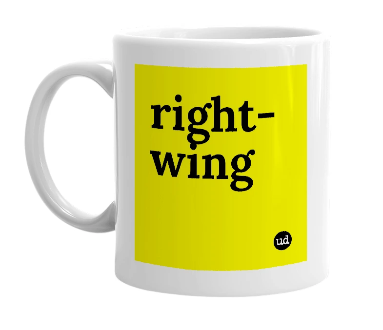 White mug with 'right-wing' in bold black letters