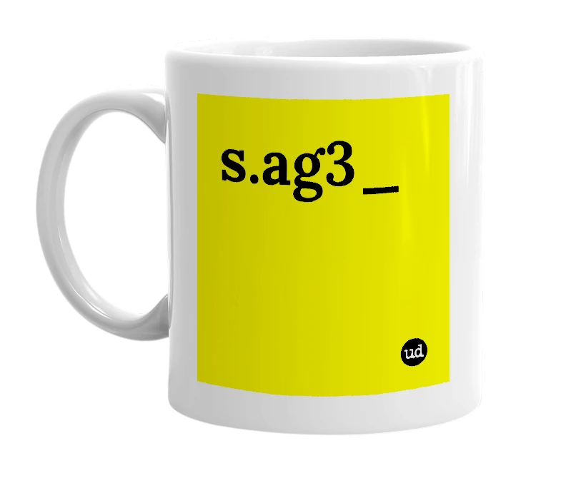 White mug with 's.ag3_' in bold black letters