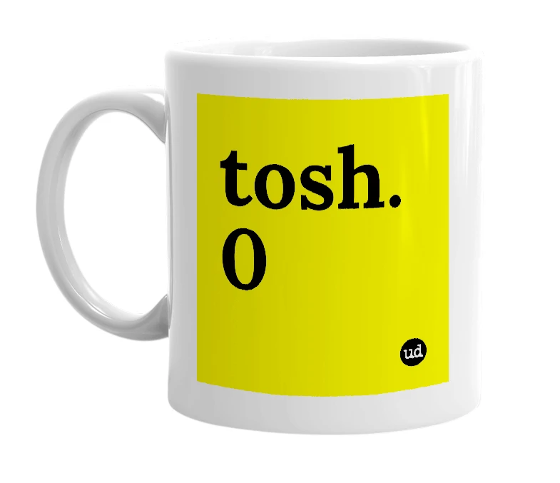 White mug with 'tosh.0' in bold black letters
