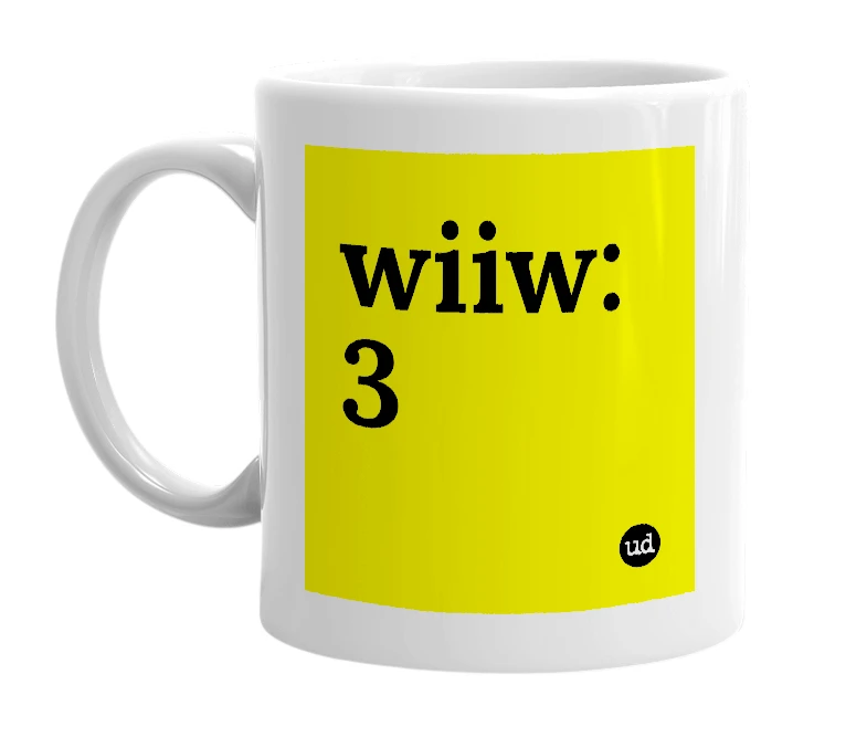 White mug with 'wiiw:3' in bold black letters
