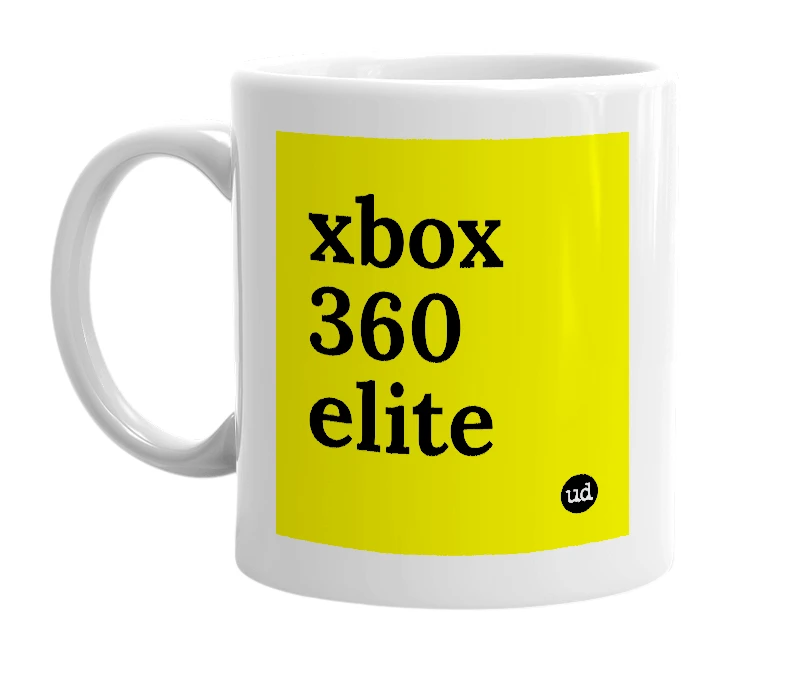 White mug with 'xbox 360 elite' in bold black letters