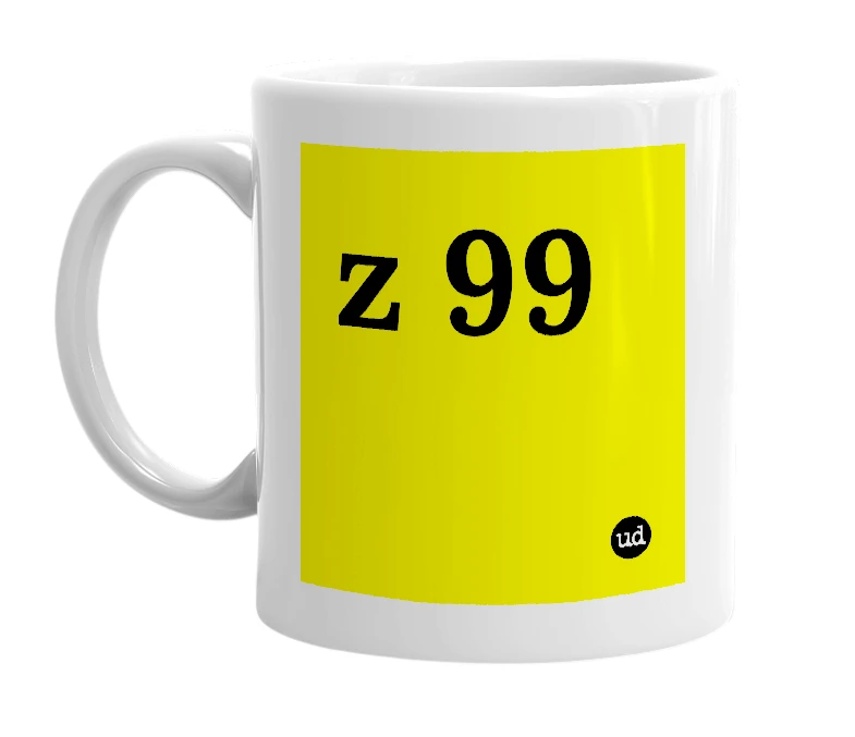 White mug with 'z 99' in bold black letters