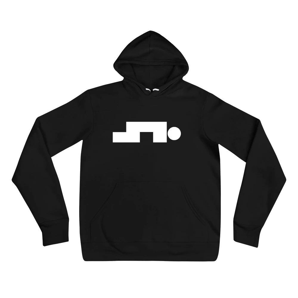 Hoodie with the phrase '▄█▀█●' printed on the front