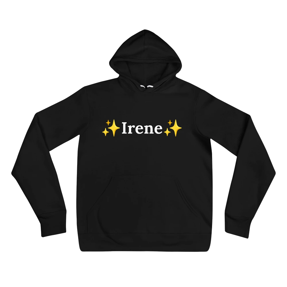 Hoodie with the phrase '✨Irene✨' printed on the front