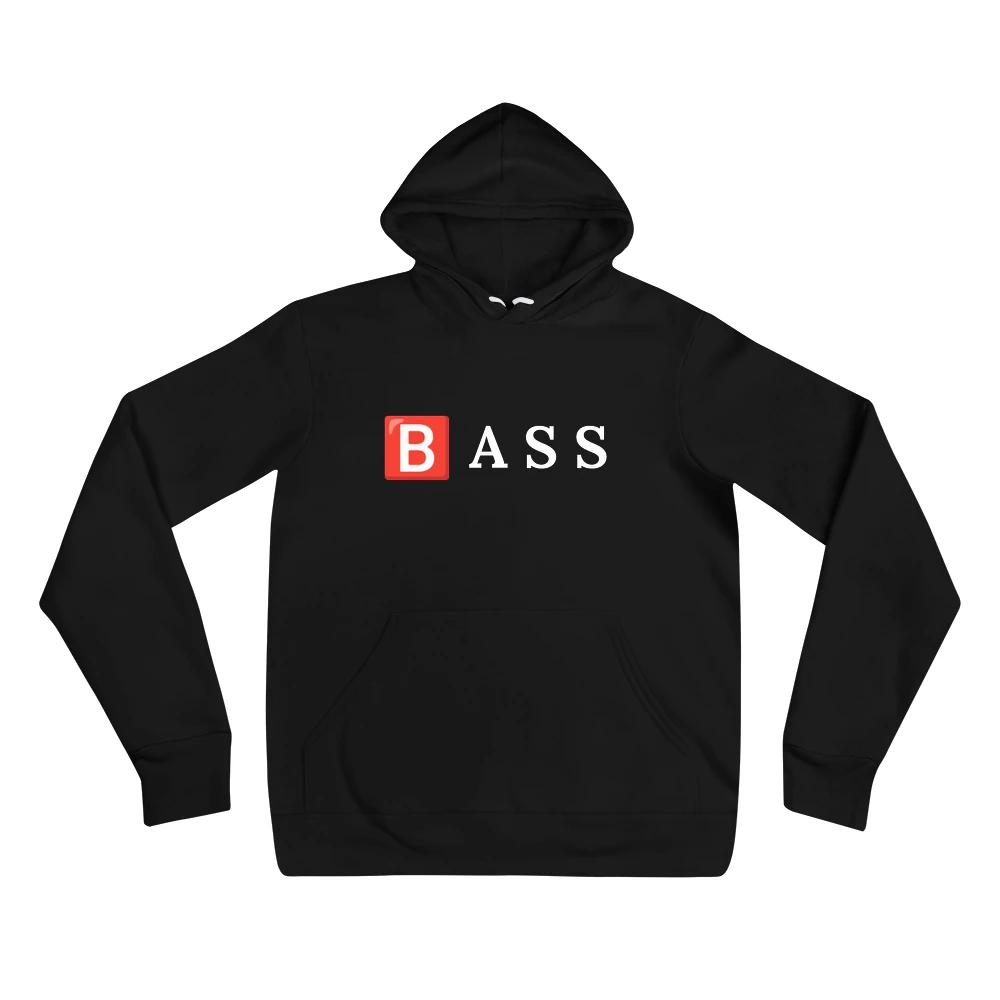 Hoodie with the phrase '🅱️ A S S' printed on the front