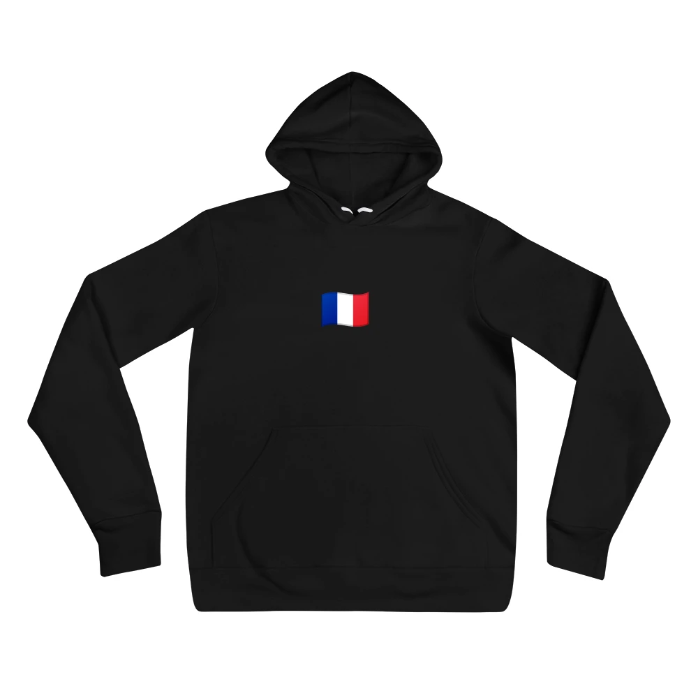 Hoodie with the phrase '🇫🇷' printed on the front