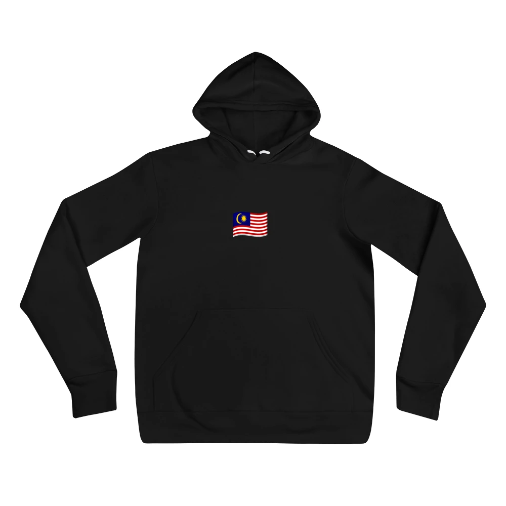 Hoodie with the phrase '🇲🇾' printed on the front