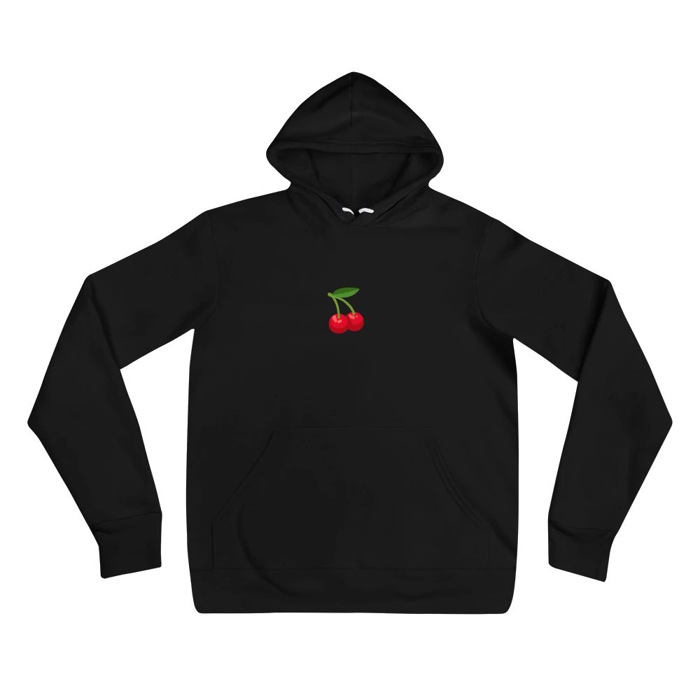 Hoodie with the phrase '🍒' printed on the front