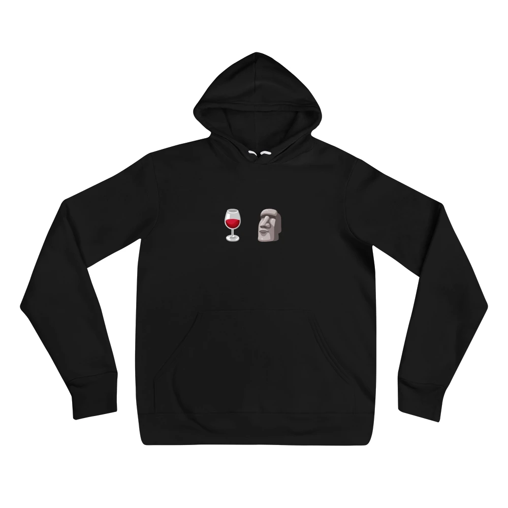 Hoodie with the phrase '🍷🗿' printed on the front