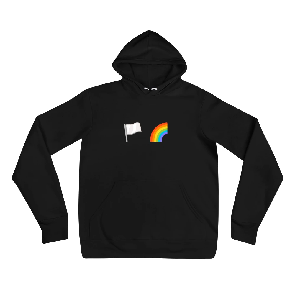 Hoodie with the phrase '🏳️ 🌈' printed on the front