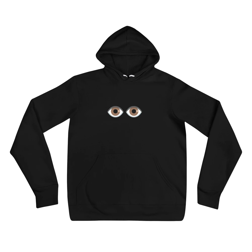 Hoodie with the phrase '👁️👁️' printed on the front